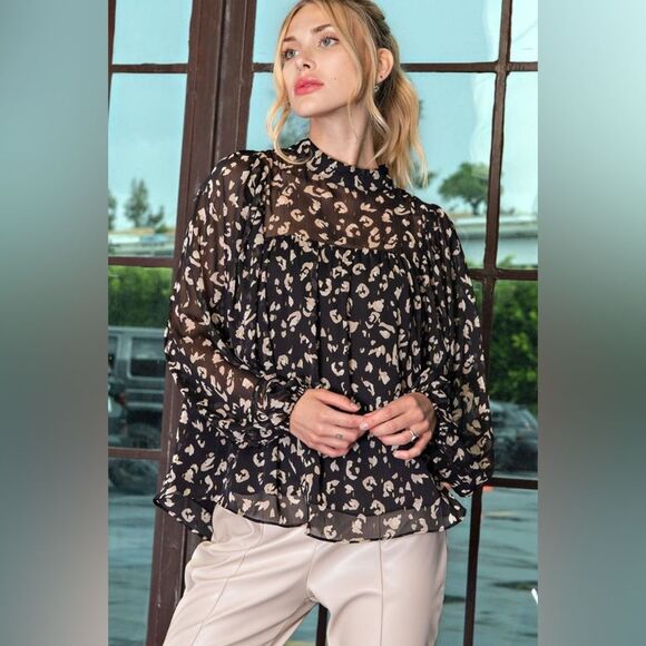 NWT EESOME Delilah Blouse BLACK SIZE LARGE - Picture 4 of 15